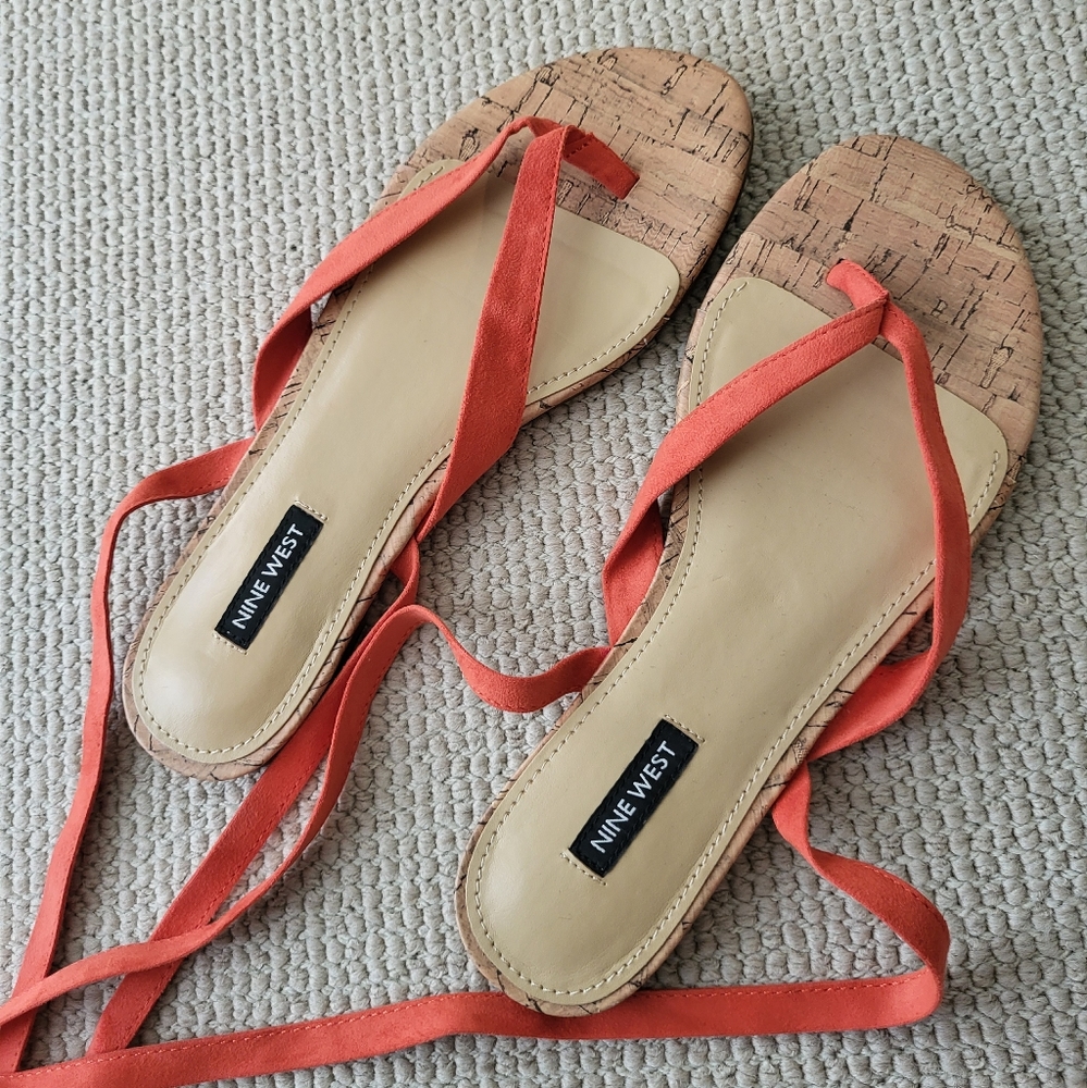 Nine West Orange Tied Up Sandals